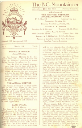 The B.C. Mountaineer 1931 March cover